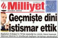 "Milliyet 03.03.2004 - Erdogan: Gecmiste dini istismar ettik"