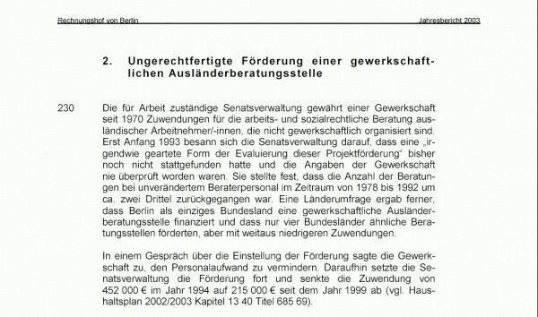 Rechnunghof von Berlin - Jahresbericht 2003