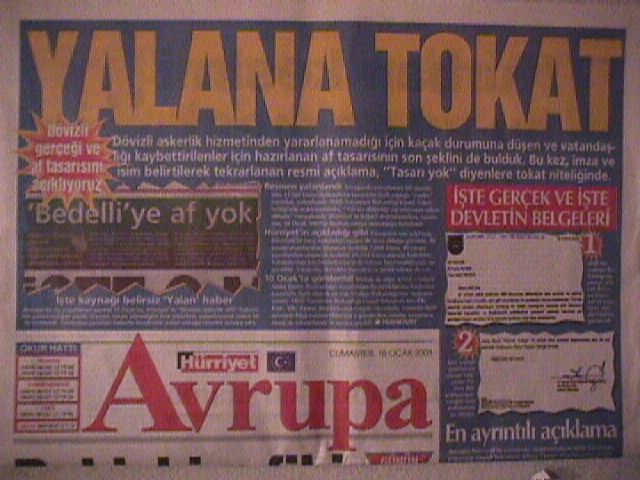 Hürriyet: YALANA TOKAT